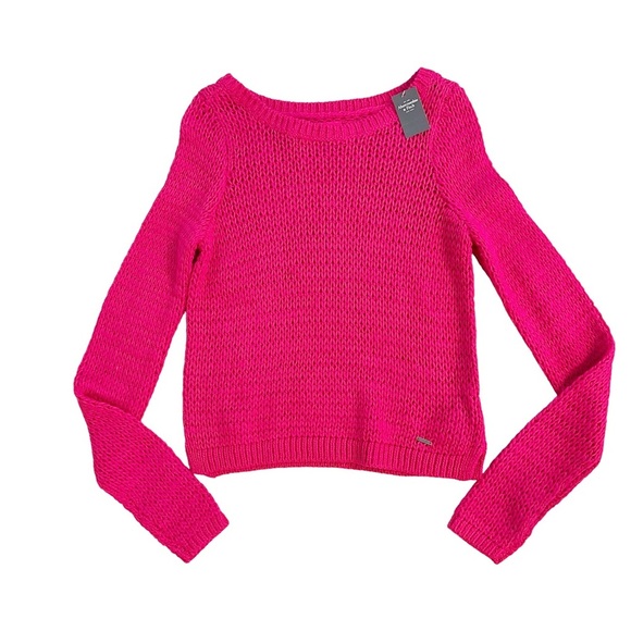 NWT Abercrombie & Fitch Loose Knit Long Sleeve Hot Pink Sweater Size Small - Picture 6 of 8
